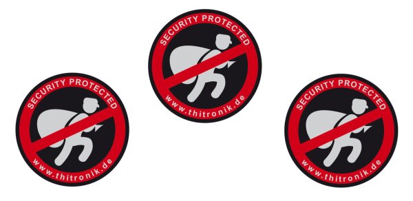 Thitronik Warnaufkleber "security protected" 3er Set